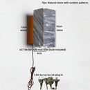 Axyaa Vintage Industrial LED Wall Light Fixture Stone Wood Square Wabi Sabi