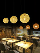 Axyaa Rattan Ball Chandelier: Nordic Minimalist Pendant Lights for Stylish Home Decor