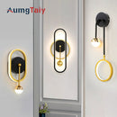 Axyaa Nordic Circle Ball Wall Lamps, Retro Minimalist Bedside Light, Gold