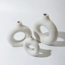 Axyaa Ceramic Donut Vase White Nordic Home Decor Arrangement Holder