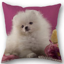 Axyaa Pomeranian Dog Pillowcase Cotton Linen Square Zipper 45X45cm Wedding Decor Pillow cover