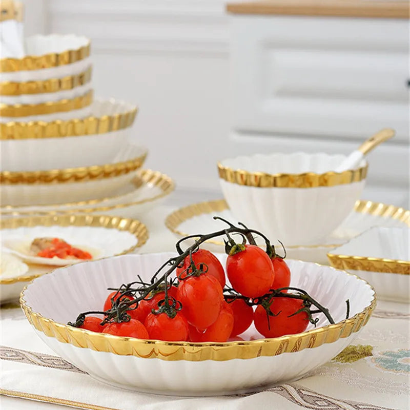 Axya Ceramic Dinnerware Set - White Porcelain Plates and Bowls, Tableware Set