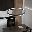 Axyaa Black Circle LED Chandelier Dimmable Pendant Light for Modern Home Decor