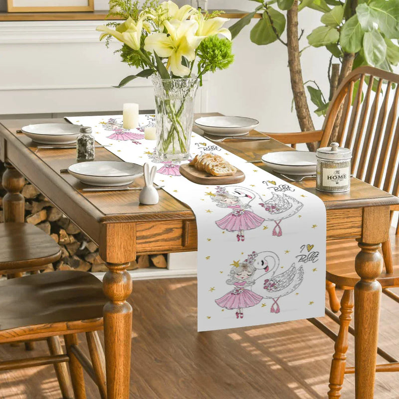 Axyaa Swan Ballet Girl Table Runner for Dining Room Decors