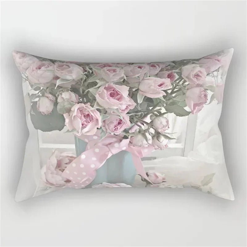 Pink Flower Polyester Pillowcase - Romantic Girl Room Aesthetic Decor