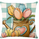 Axyaa Easter Decor Pillow Cover: Dwarf Bunny & Egg Print Farmhouse Sofa Cushion