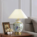 Axyaa Countryside Floral Ceramic Table Lamp: Handmade Rustic Bedroom Decor Warm Light