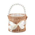 Axyaa Willow Rattan Wedding Basket Half Moon Storage Handle Flower Girls Picnic Container