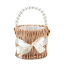 Axyaa Willow Rattan Wedding Basket Half Moon Storage Handle Flower Girls Picnic Container