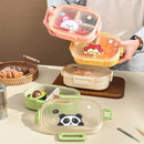 Axyaa 3-Compartment Portable Plastic Lunch Box for Kids - Microwave Safe