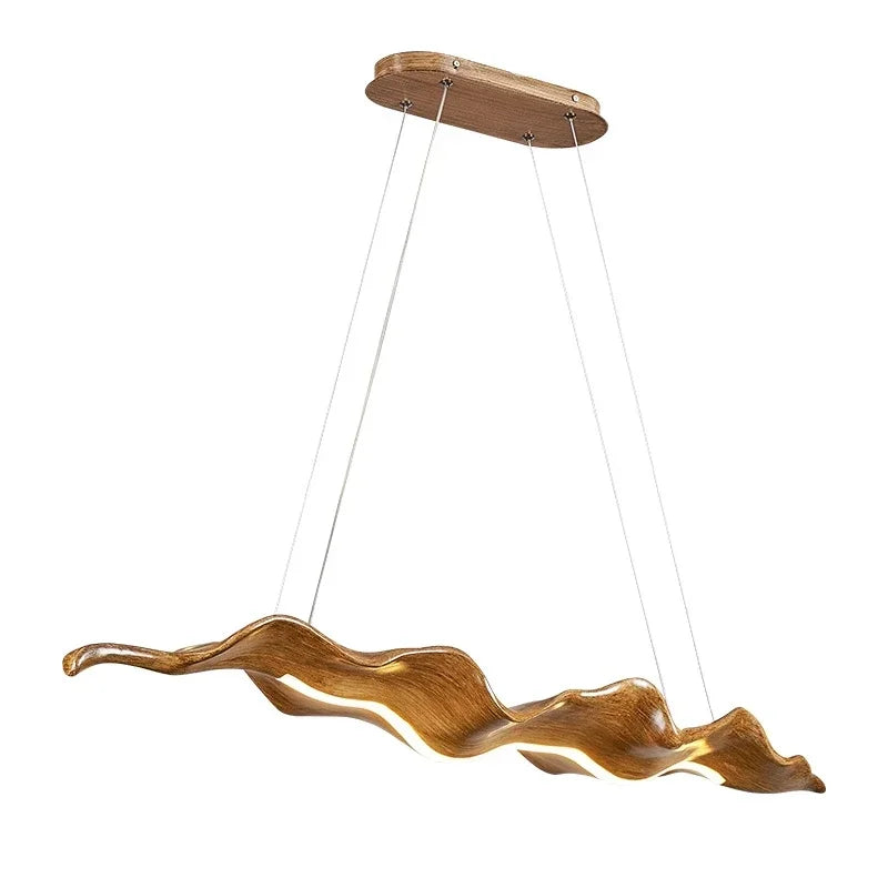 Axyaa Nordic Resin Wood Boat Pendant Light with LED - White Wabi Sabi Dining Room Fixture