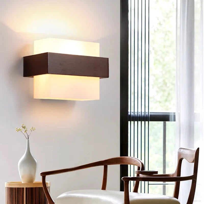 Axyaa LED Wood Wall Lamp for Bedroom Living Room Study-area