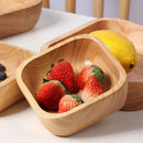 Axyaa Japanese Oak Square Wooden Bowl for Fruit Salad, Desserts, and Snacks