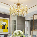 Axyaa Copper Petal Crystal Chandelier LED Dining Room Minimalist Luxury Artistic Lamp