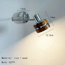 Axyaa Chrome & Wood Long Arm Wall Sconce - E27 Bulb - Ideal for Reading, Study, Bedroom, Office