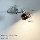 Axyaa Chrome Brown Wood Wall Light for Reading Study Bedroom, E27 Bulb