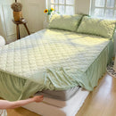 Axyaa Rabbit Velvet Bed Skirt - Simple Solid Color, Double Spell, Autumn and Winter