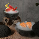 Black Quartz Stone Planet Bowl by Axyaa: Volcanic Stone Tableware for Molecular Cuisine