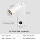Axyaa Black Brass LED Wall Lamp Sconce with Switch and USB Port, 3W Spotlight