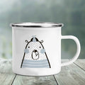 Axyaa Elephant Print Enamel Camping Mug - Creative Handle Drinkware Hiking Cup