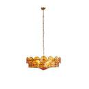 Axyaa Gold Led Ceiling Chandelier: Trendy French Glass Art Lighting for Living Room