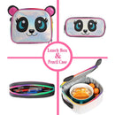 Axyaa Panda Backpack Set: Girls' PU Leather Bookbag, Lunch Bag, PenBag for School