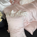 Axyaa Lycell Fibre Embroidered Bedding Set: Soft Duvet Cover, Quilt Cover, Pillowcases