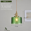 Axyaa Nordic Green Glass Pendant Lamp - Brass Ceiling Lighting for Kitchen Island