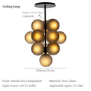 Axyaa Contemporary Grape Chandelier: Glass Ball Pendant Lamp for Living Room, Bedroom, and More