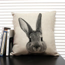 Axyaa African Animal Linen Pillow Cover 45x45cm - Lion, Elephant, Elk Portrait Decor