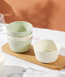 Axyaa Ceramic Rice Bowl Set - Vertical Pattern Tableware - 4pcs Bowl Home