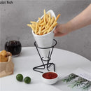 Axyaa French Fries Rack Set with Sauce Dish, Snack Display Stand, Molecular Cuisine Tableware