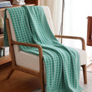 Axyaa Cozy Plaid Knit Cotton Throw Blanket - 50"x70" - Orange Khaki Green - All Season