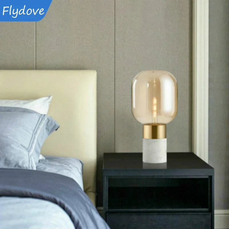 Axyaa Nordic Marble LED Desk Lamp for Living Room Study Creative Table Decor