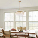 Axyaa Crystal Glass Chandelier Brushed Brass Finish Pendant Light