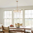 Axyaa 5-Light Brushed Brass Crystal Glass Chandelier - Contemporary Modern Pendant Light