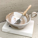 Axyaa Ceramic Marble Fruit Salad Dessert Bowl - Retro Yogurt Large Tableware