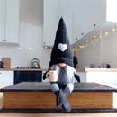 Axyaa Knitted Faceless Gnome Doll with Coffee, Table Holiday Decor, Plush Hanging Leg Doll