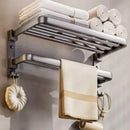 Axyaa Grey/Black Aluminum Towel Rack - Wall-Mounted Bathroom Storage