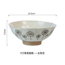 Axyaa Retro Ceramic Noodle Soup Bowl Underglaze Colored Lace Tableware