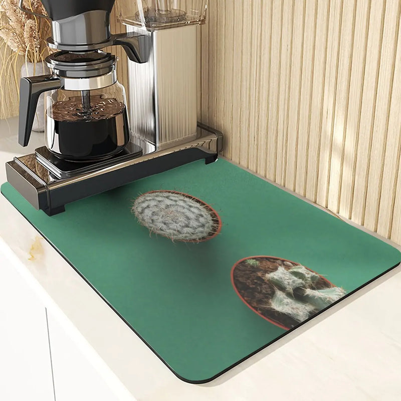 Axyaa Cactus Silicone Coasters Set for Kitchen Table - Absorbent Drying Mat
