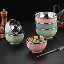 Axyaa Stainless Steel Double Layer Rice Bowl for Kids and Kitchen Tableware