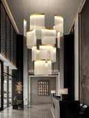 Axyaa Gold Acrylic LED Pendant Chandelier for Modern Luxury Living Room Lighting