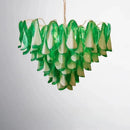Axyaa Large Glass Chandelier: Pink Green Petal Pendant Light