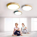 Axyaa Solid Wood Round LED Ceiling Lamp for Bedroom and Living Room