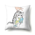 Cute Cat Cushion Cover by Axyaa: Cartoon Pets Pillow Case for Home Sofa Decor