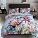 Axyaa Watercolor Floral Microfiber Bedding Set - Soft Duvet Cover for Bedroom