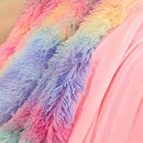 Axyaa Rainbow Faux Fur Blanket: Cozy, Fluffy, Warm for Couch & Bed