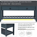 Axyaa Shoe Bench with Cushioned Seat, 2 Drawers, Slatted Shelf