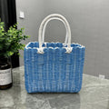 Axyaa Imitation Rattan Storage Basket with Handle Home Decor Handbag